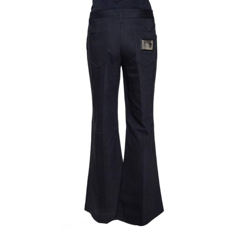 Pre Owned Dolce & Gabbana Black Stretch Cotton Flared Pants L