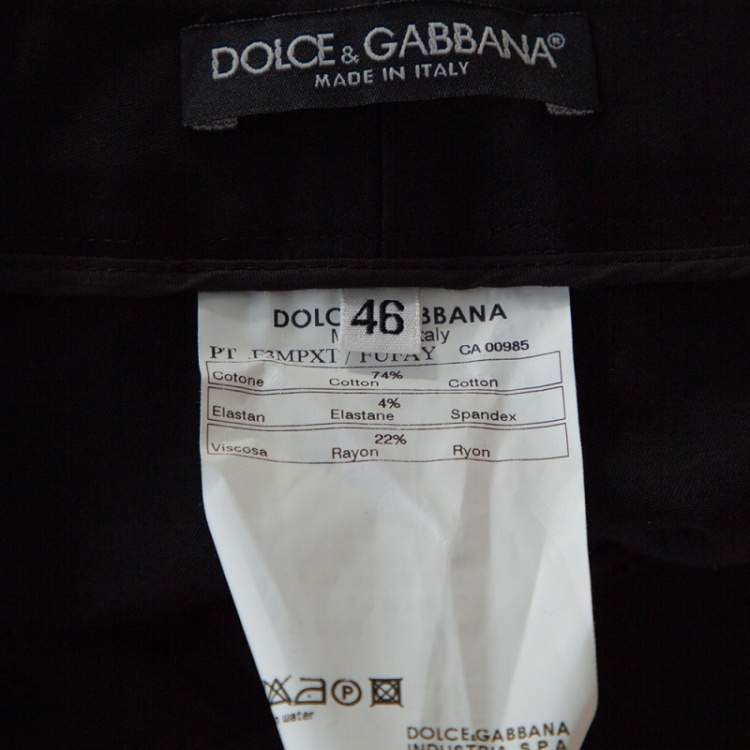 Pre Owned Dolce & Gabbana Black Stretch Cotton Flared Pants L