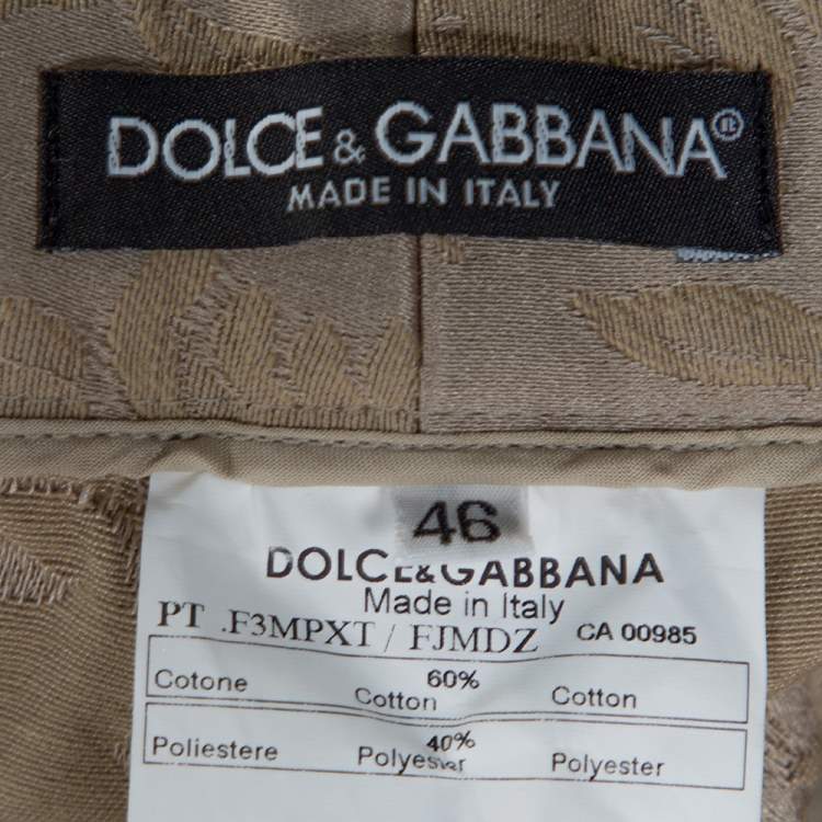 Pre Owned Dolce & Gabbana Beige Cotton Jacquard Flared Pants L