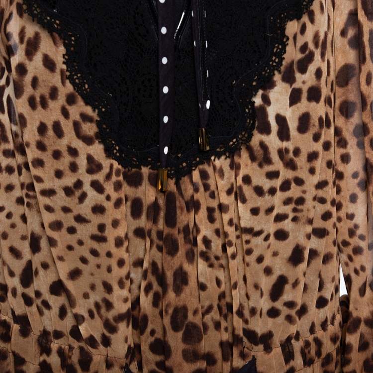 Pre Owned Dolce & Gabbana Brown Leopard Print Cotton Kaftan Dress L