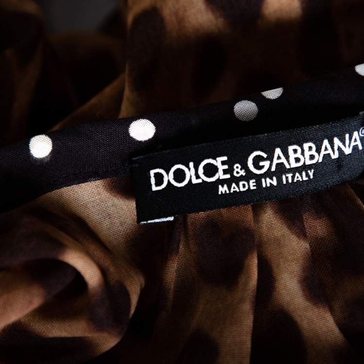 Pre Owned Dolce & Gabbana Brown Leopard Print Cotton Kaftan Dress L
