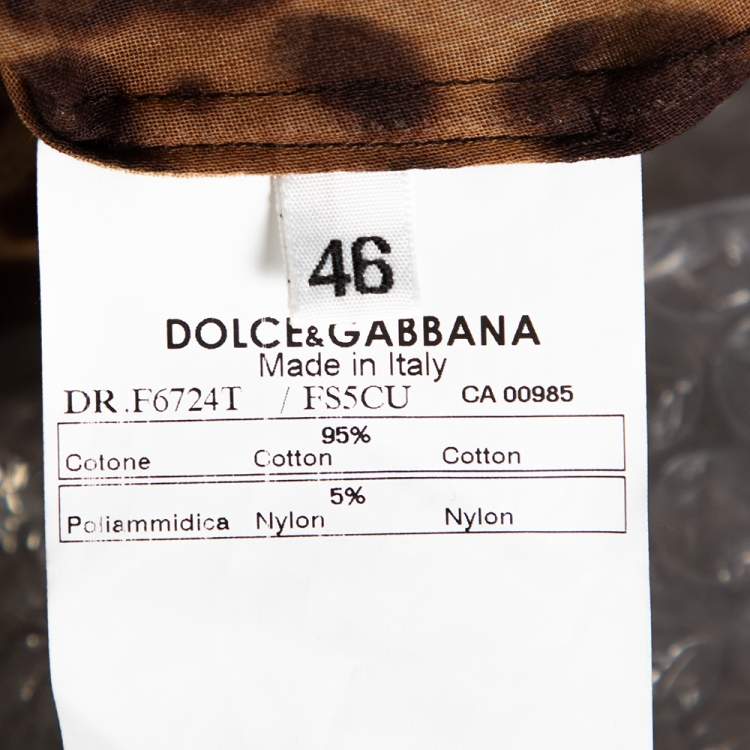 Pre Owned Dolce & Gabbana Brown Leopard Print Cotton Kaftan Dress L