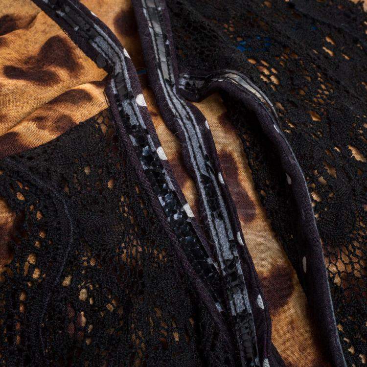 Pre Owned Dolce & Gabbana Brown Leopard Print Cotton Kaftan Dress L
