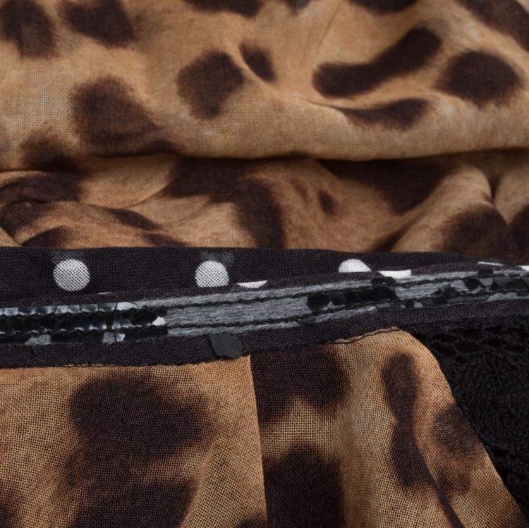 Pre Owned Dolce & Gabbana Brown Leopard Print Cotton Kaftan Dress L
