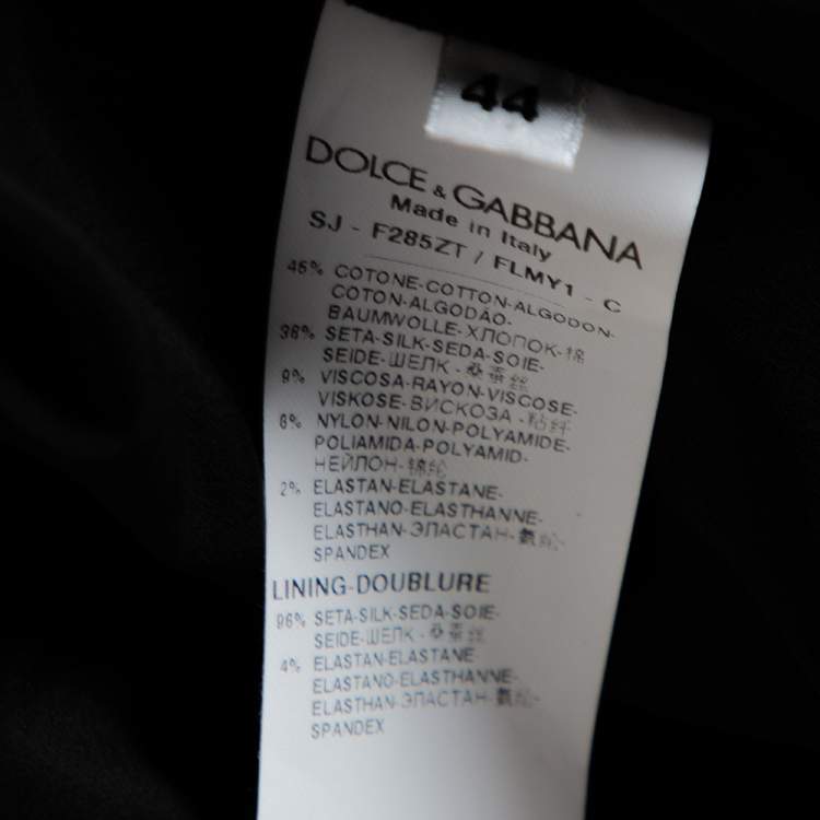Pre Owned Dolce & Gabbana Black Cotton Silk Floral Lace Jacket M