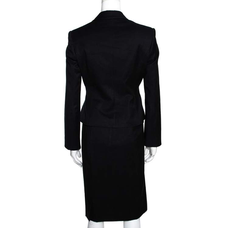 Pre Owned Dolce & Gabbana Black Stretch Cotton Tailored Skirt Suit S