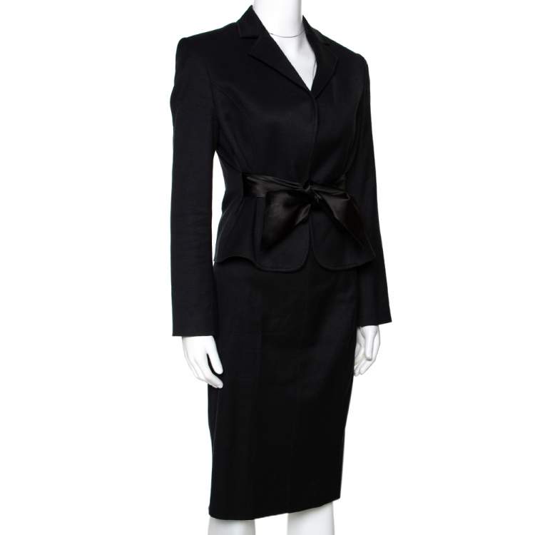 Pre Owned Dolce & Gabbana Black Stretch Cotton Tailored Skirt Suit S