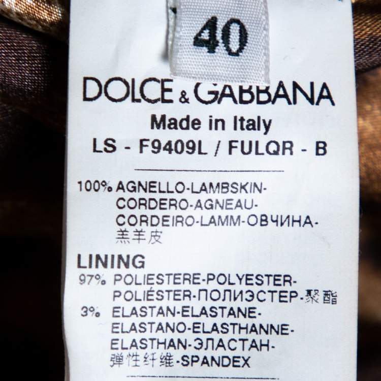 Pre Owned Dolce & Gabbana Brown Leather Zip Front Jacket S