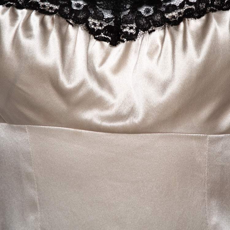 Pre Owned Dolce & Gabbana Cream Silk Lace Trim Camisole Top S