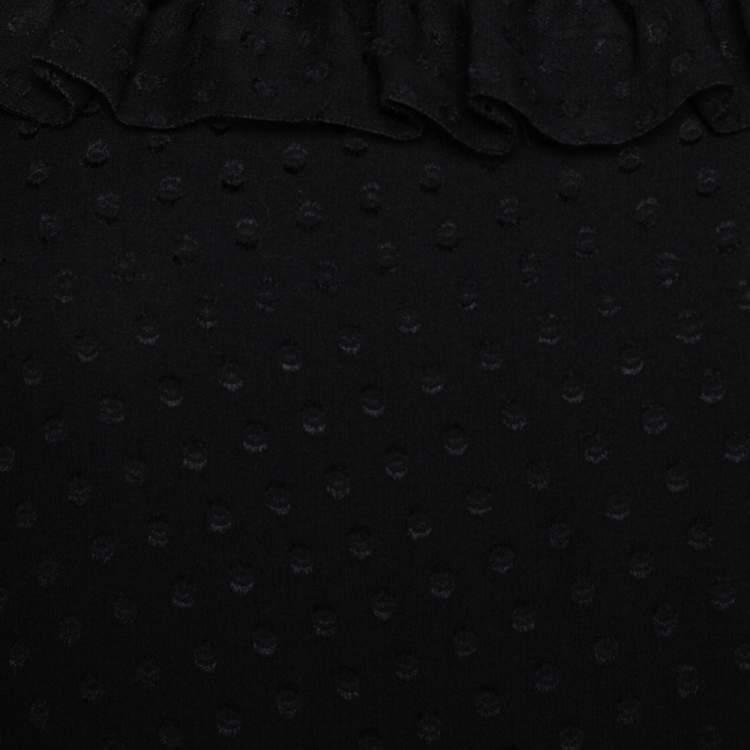 Pre Owned Dolce & Gabbana Black Sheer Ruffled Blouse L