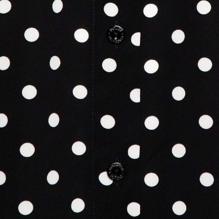 Pre Owned Dolce & Gabbana Monochrome Polka Dotted Silk Sleeveless Shirt S