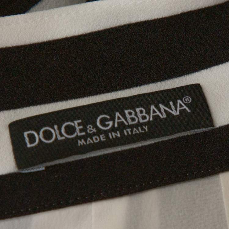 Pre Owned Dolce & Gabbana Monochrome Striped Crepe Maxi Skirt S