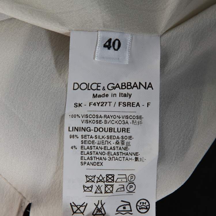 Pre Owned Dolce & Gabbana Monochrome Striped Crepe Maxi Skirt S