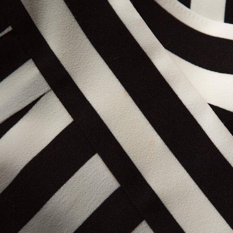 Pre Owned Dolce & Gabbana Monochrome Striped Crepe Maxi Skirt S