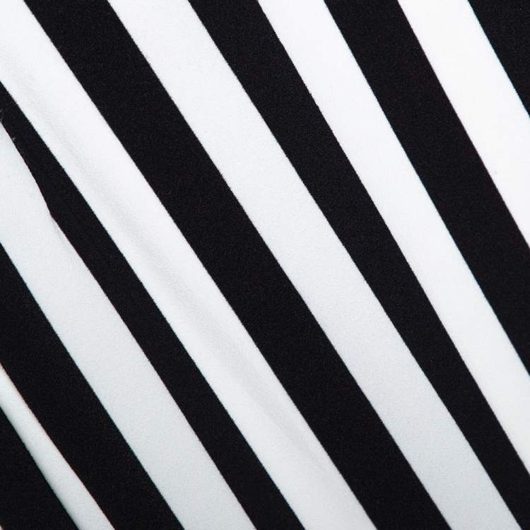 Pre Owned Dolce & Gabbana Monochrome Striped Crepe Maxi Skirt S