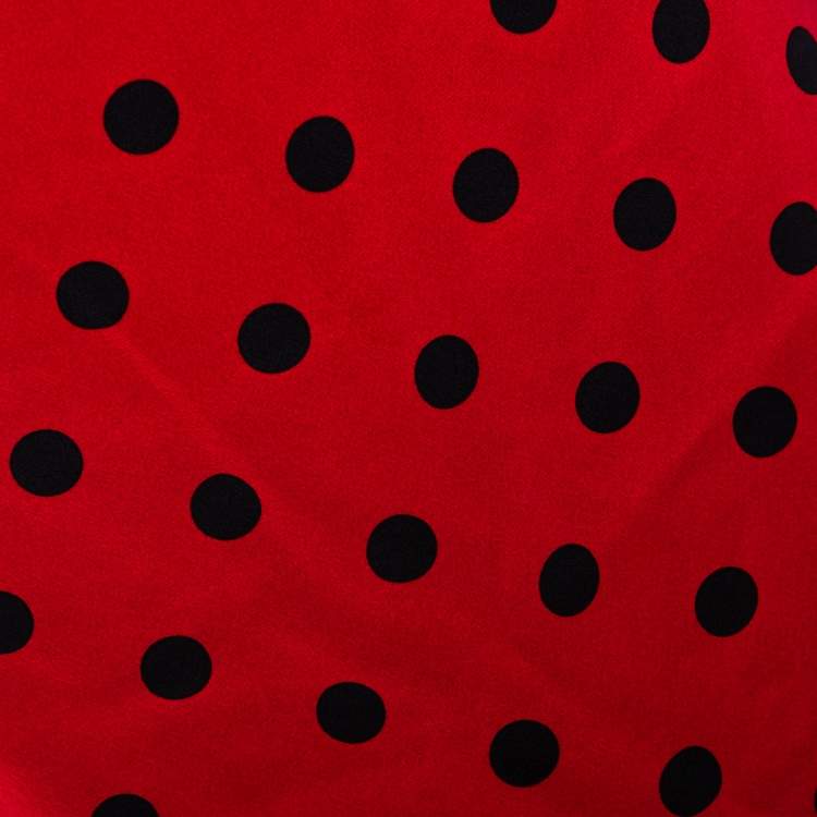 Pre Owned Dolce & Gabbana Red Polka Dot Silk Pencil Skirt S