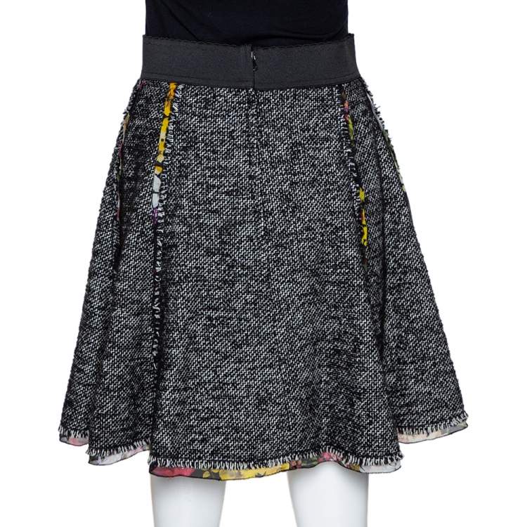 Pre Owned Dolce & Gabbana Black Wool Blend Tweed Mini Skirt S