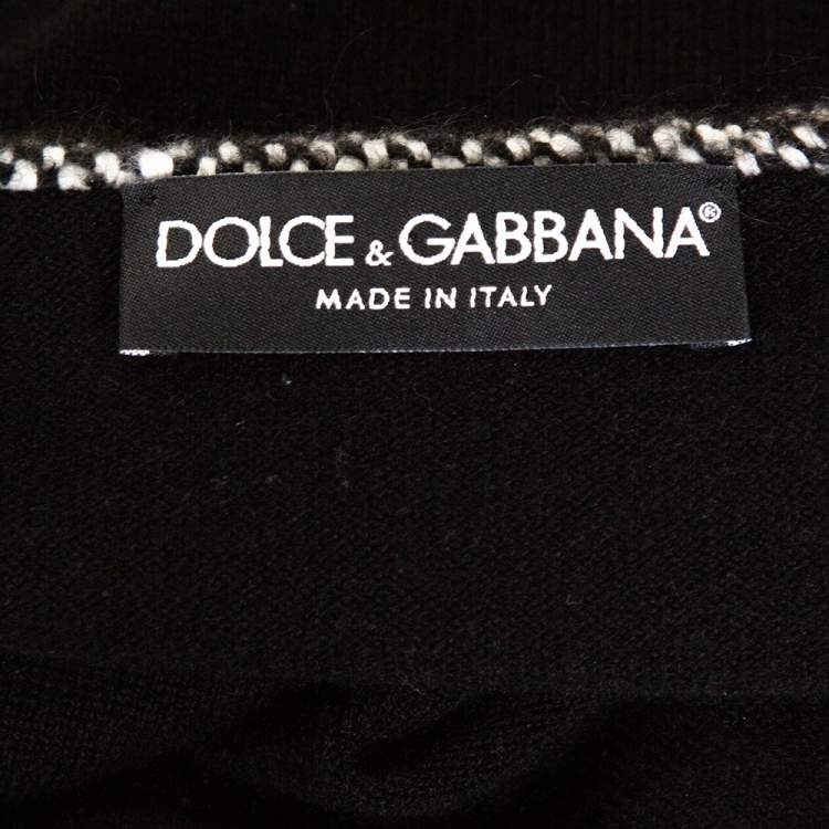 Pre Owned Dolce & Gabbana Black Cashmere Tweed Collared Top S