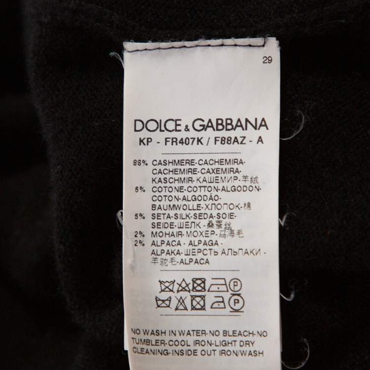 Pre Owned Dolce & Gabbana Black Cashmere Tweed Collared Top S
