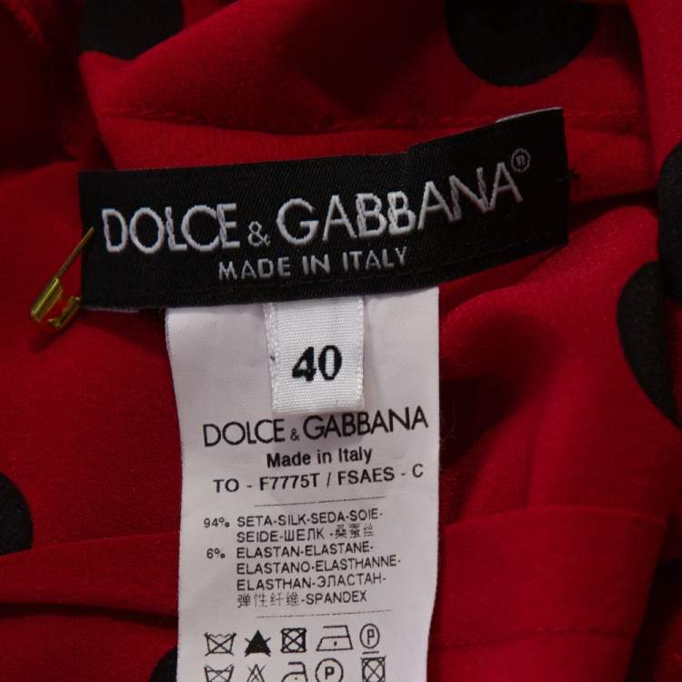 Pre Owned Dolce & Gabbana Red Polka Dot Stretch Silk Halter Neck Top S