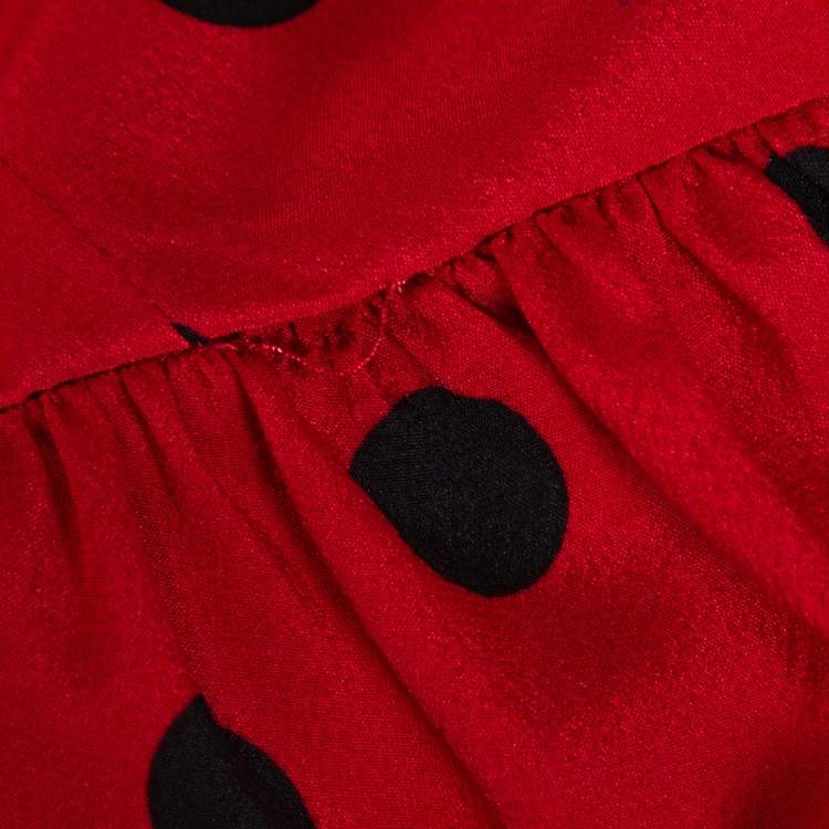 Pre Owned Dolce & Gabbana Red Polka Dot Stretch Silk Halter Neck Top S