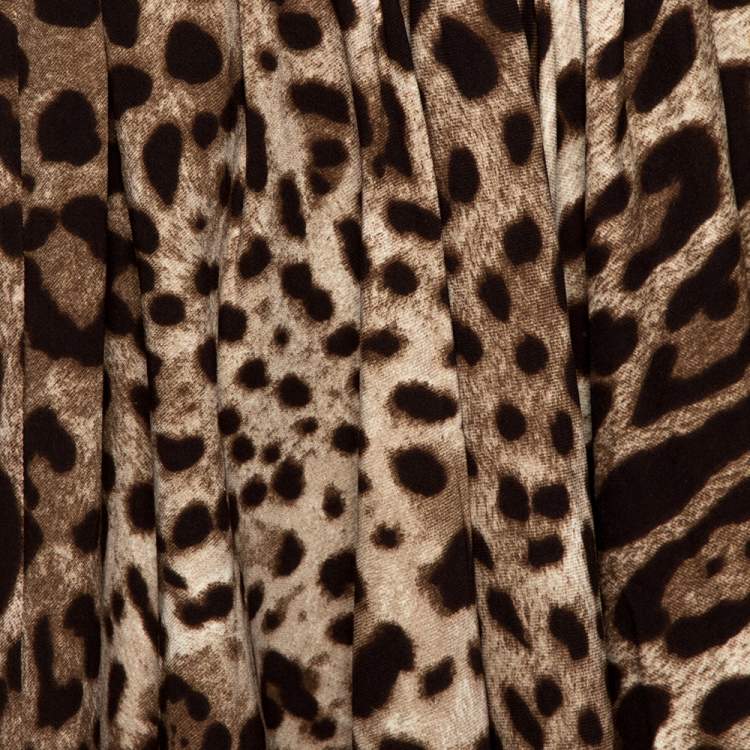 مملوكة مسبقًا Dolce & Gabbana Brown Leopard Printed Silk Mini Skirt S