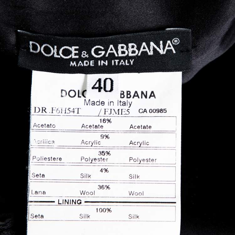 Pre Owned Dolce & Gabbana Black and Silver Broad Strap Dress S