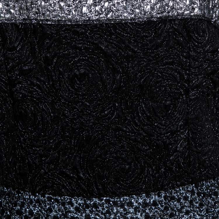 Pre Owned Dolce & Gabbana Black and Silver Broad Strap Dress S