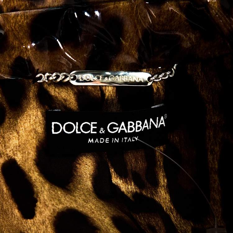 Pre Owned Dolce & Gabbana Brown Leopard Print Belted Trench Coat S