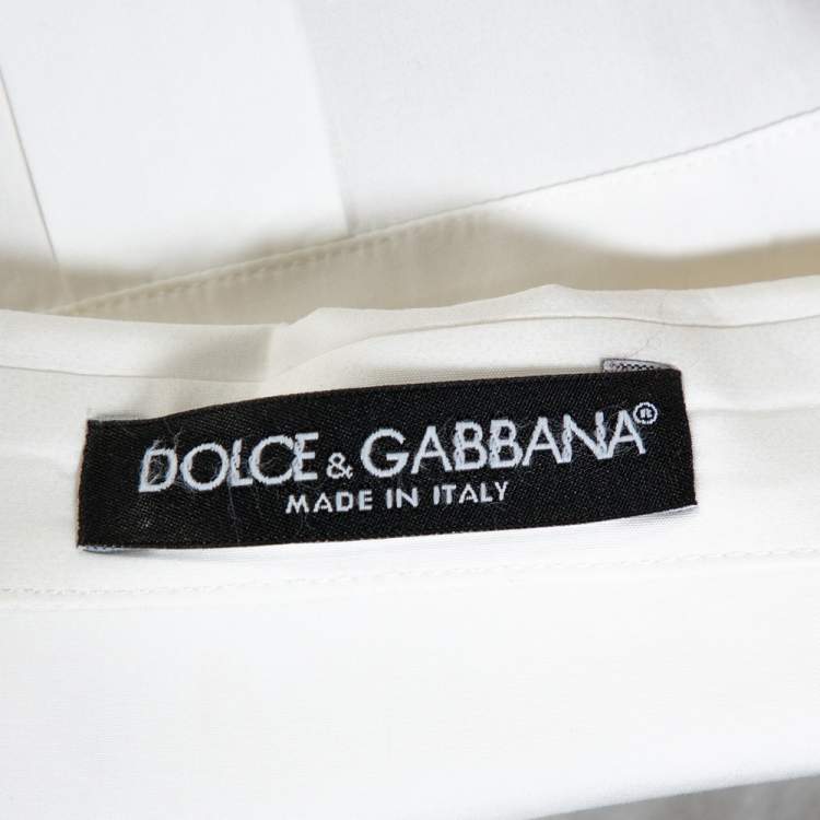 Pre Owned Dolce & Gabbana Off White Stretch Cotton Shirt L