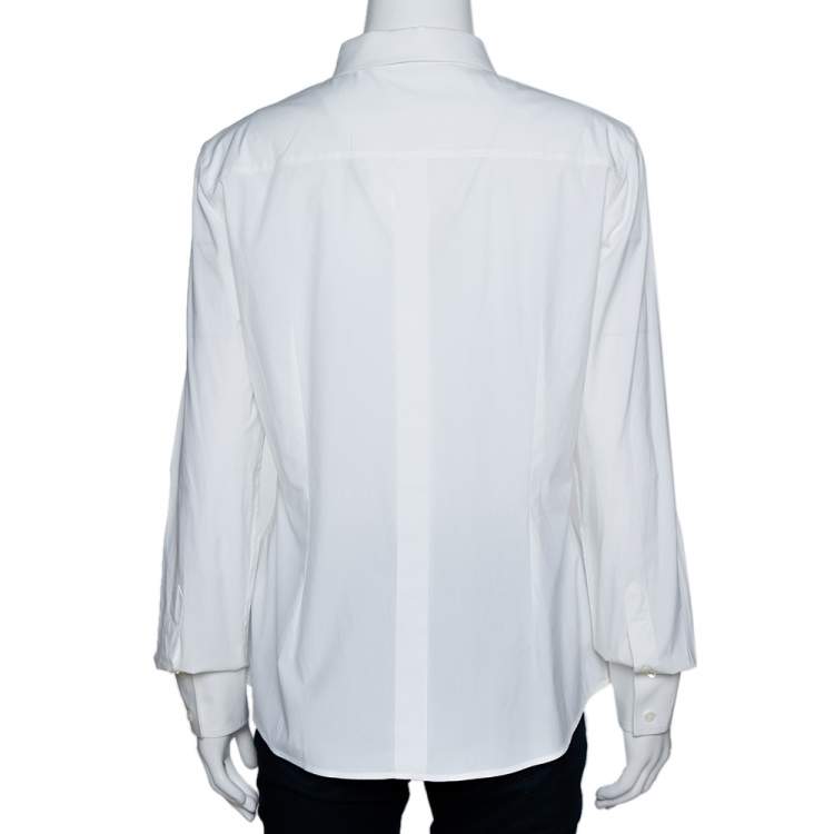 Pre Owned Dolce & Gabbana Off White Stretch Cotton Shirt L