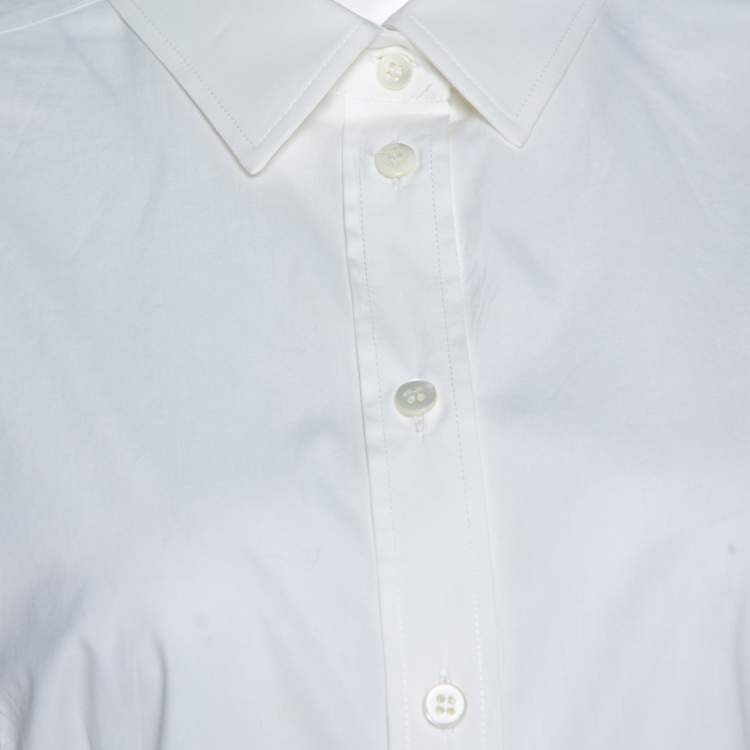 Pre Owned Dolce & Gabbana Off White Stretch Cotton Shirt L