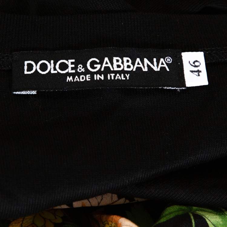 مملوكة مسبقًا Dolce & Gabbana Black Floral Print Silk & Cotton Sleeveless Top L