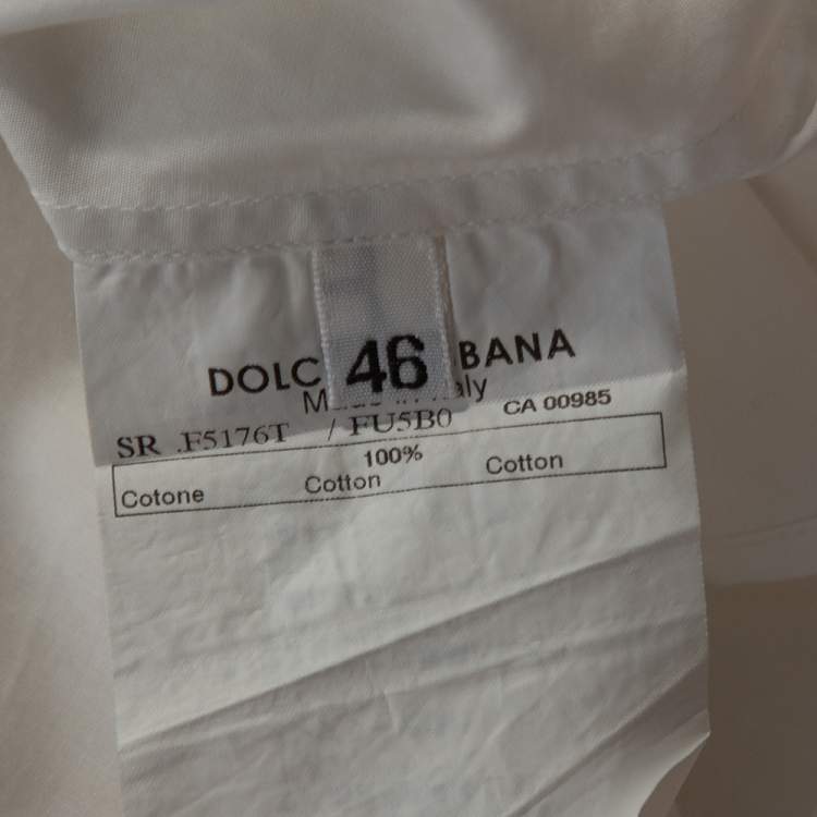 مملوكة مسبقًا Dolce & Gabbana White Cotton Ruffled Lace Trim Shirt L