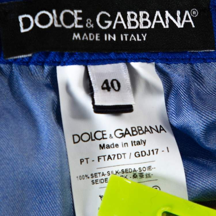 Pre Owned Dolce & Gabbana Blue Floral Print Silk Culottes S