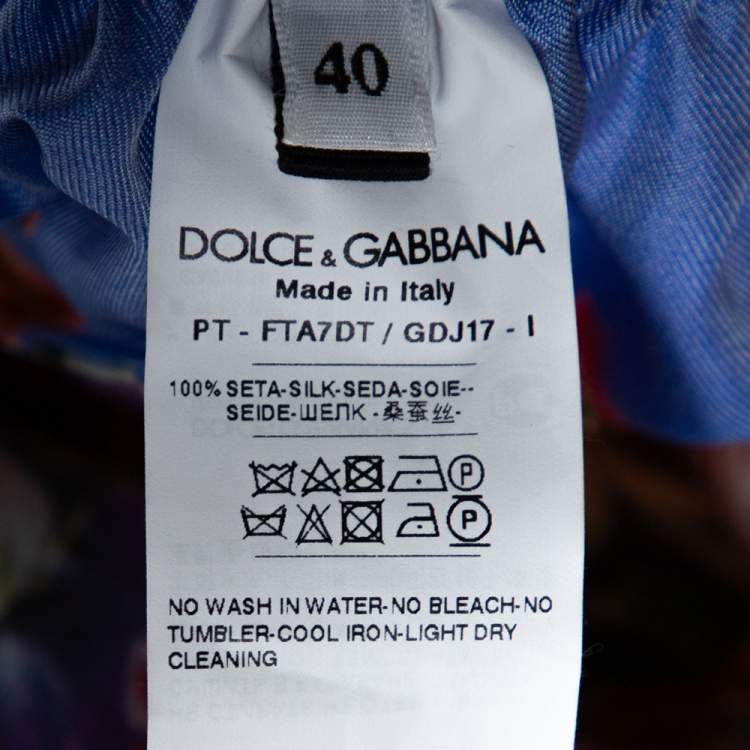 Pre Owned Dolce & Gabbana Blue Floral Print Silk Culottes S