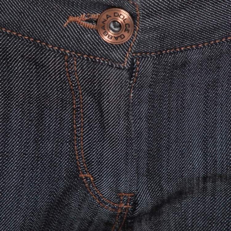Pre Owned Dolce & Gabbana Black Denim Zipper Hem Regular Fit Jeans M