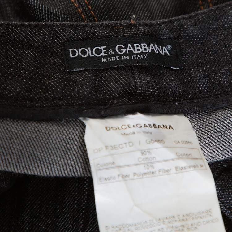 Pre Owned Dolce & Gabbana Black Denim Zipper Hem Regular Fit Jeans M
