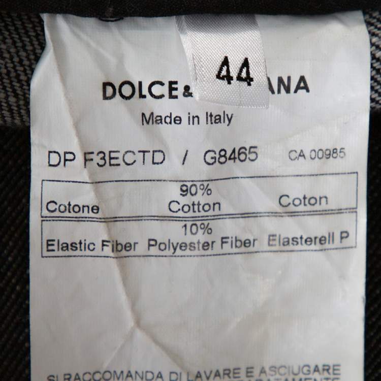 Pre Owned Dolce & Gabbana Black Denim Zipper Hem Regular Fit Jeans M