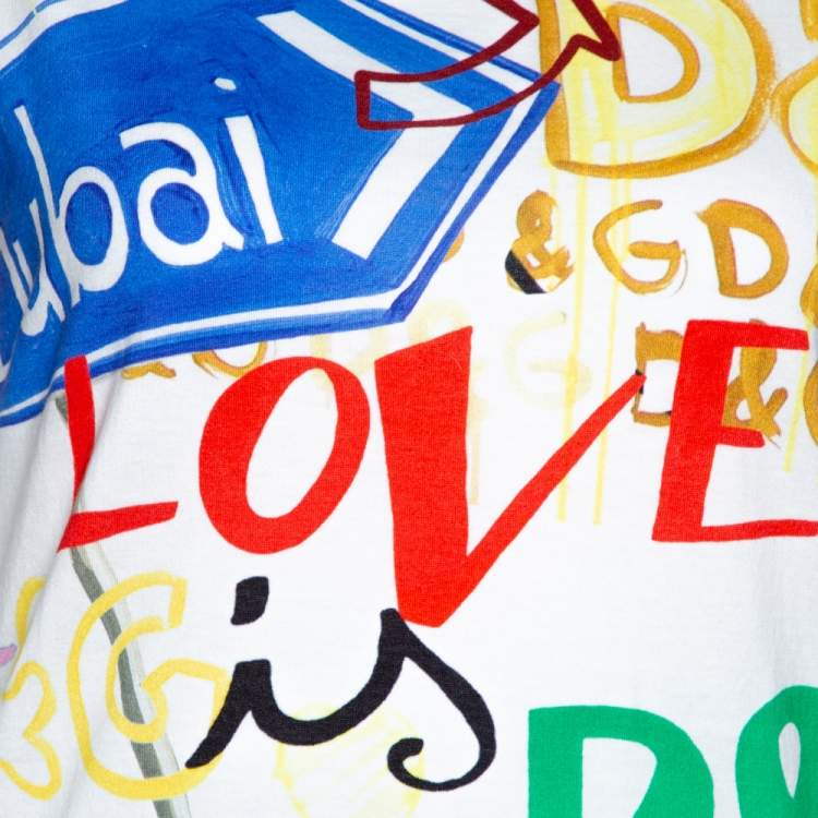 Pre Owned Dolce & Gabbana Exclusive Multicolor Dubai Graffiti Print T Shirt M 