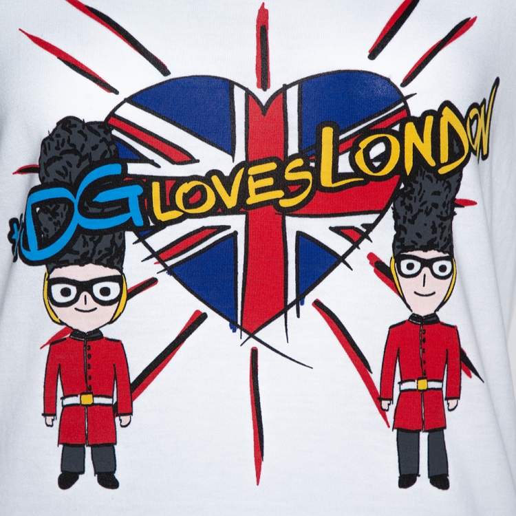 Pre Owned Dolce & Gabbana White DG Loves London Print Cotton T-Shirt S