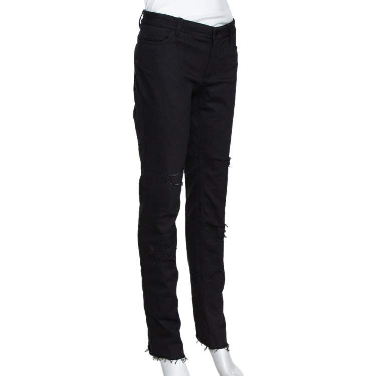 Pre Owned Dolce & Gabbana Black Denim Distressed Cute Fit Jeans L