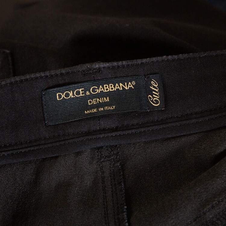Pre Owned Dolce & Gabbana Black Denim Distressed Cute Fit Jeans L