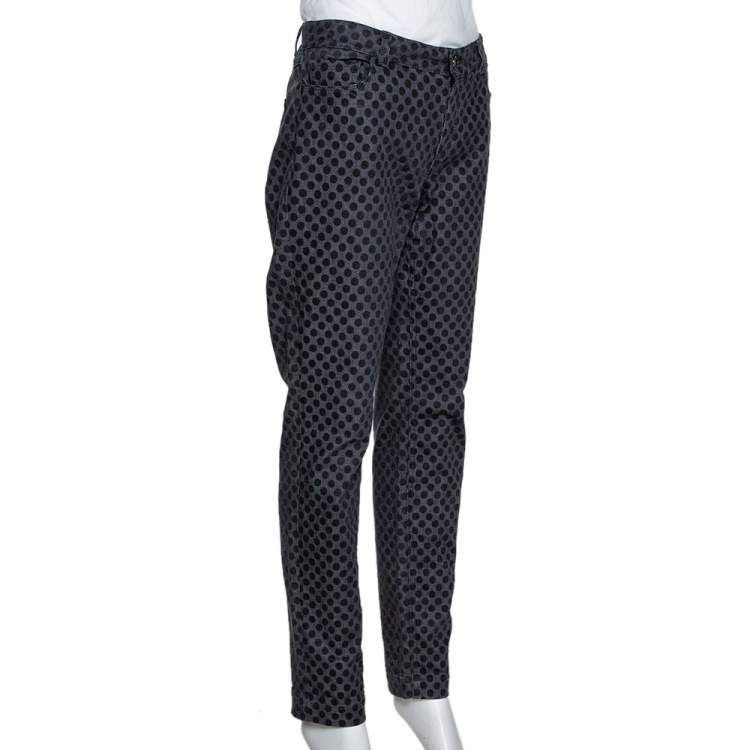مملوكة مسبقًا Dolce & Gabbana Grey Polka Dot Denim Skinny Jeans L