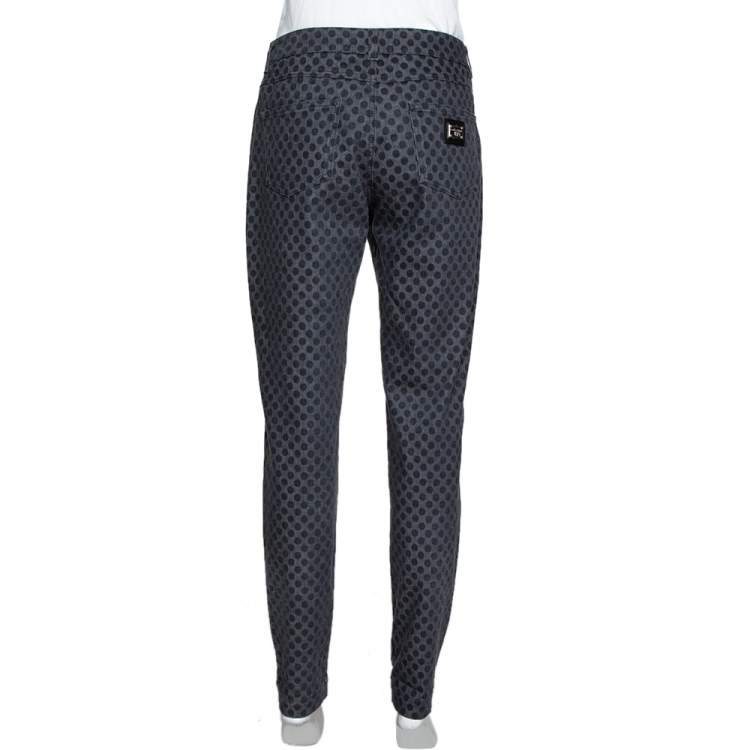 مملوكة مسبقًا Dolce & Gabbana Grey Polka Dot Denim Skinny Jeans L