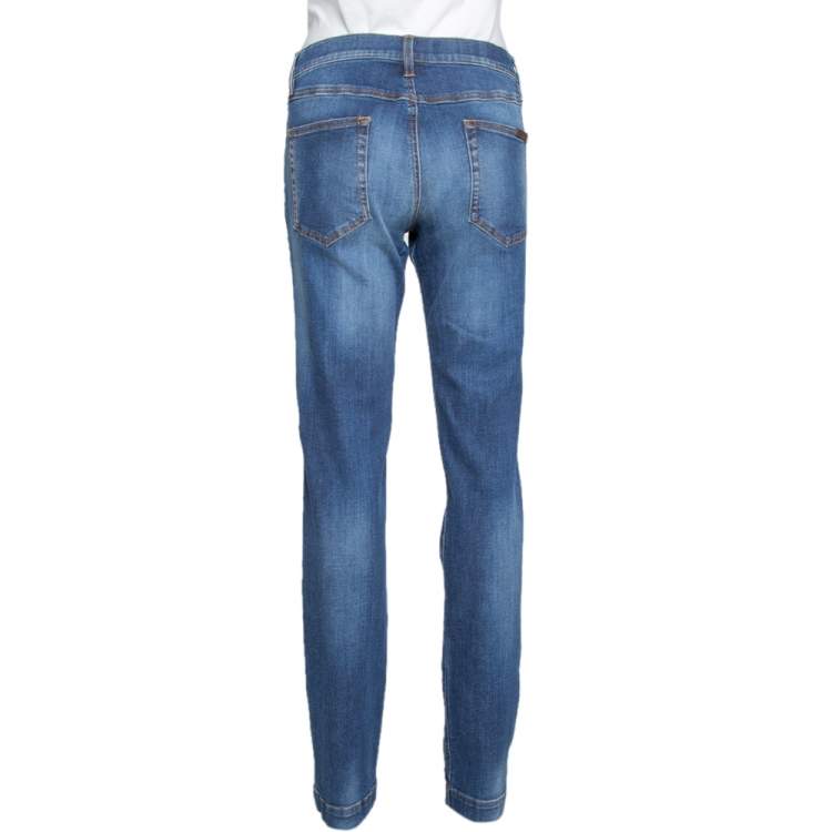 Pre Owned Dolce & Gabbana Indigo Medium Washed Denim Girly Jeans L