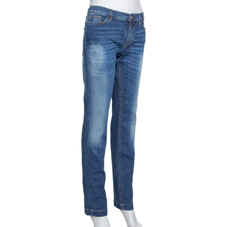 Pre Owned Dolce & Gabbana Indigo Medium Washed Denim Girly Jeans L
