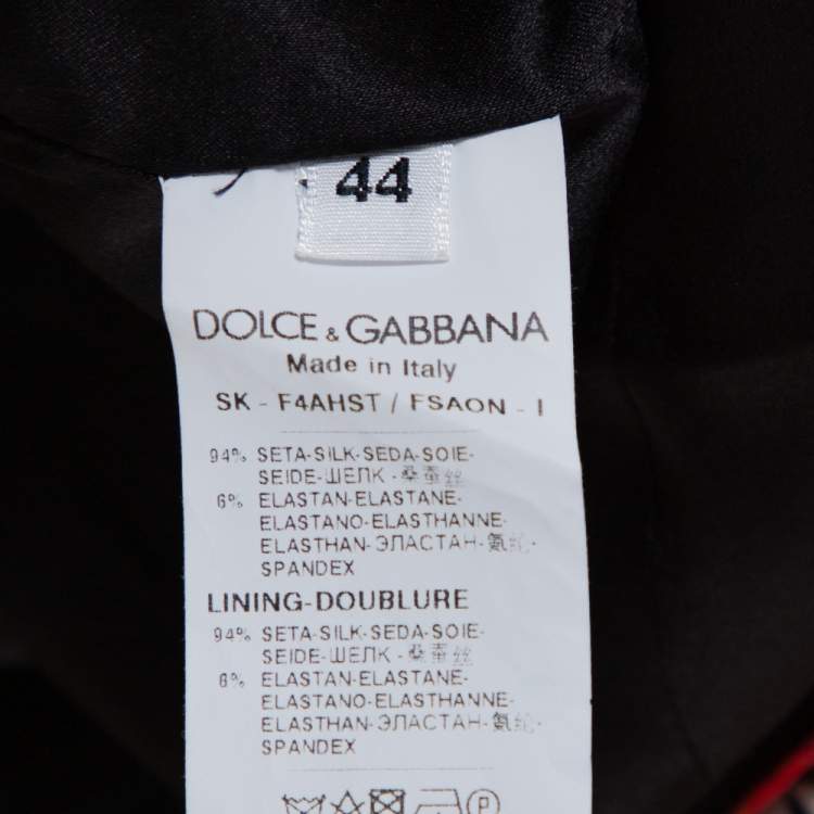 Pre Owned Dolce & Gabbana Black Daisy & Poppy Print Silk Midi Skirt M