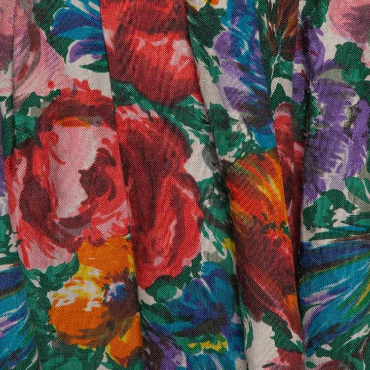 مملوكة مسبقًا Dolce & Gabbana Beige Floral Print Linen Flared Skirt M