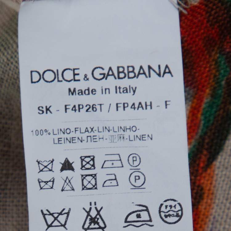 مملوكة مسبقًا Dolce & Gabbana Beige Floral Print Linen Flared Skirt M